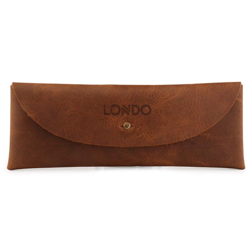 Londo Genuine Leather Retro Pen and Pencil Case - Metal Snap Fastener, Pencil Pouch Stationery Bag - Image 1